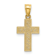 14K Gold Diamond-Cut Cross Pendant with Textured X Center Elegant & Solid Design