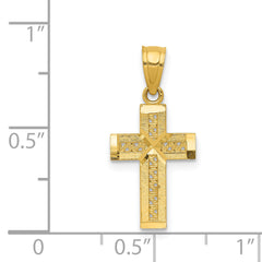 14K Gold Diamond-Cut Cross Pendant with Textured X Center Elegant & Solid Design