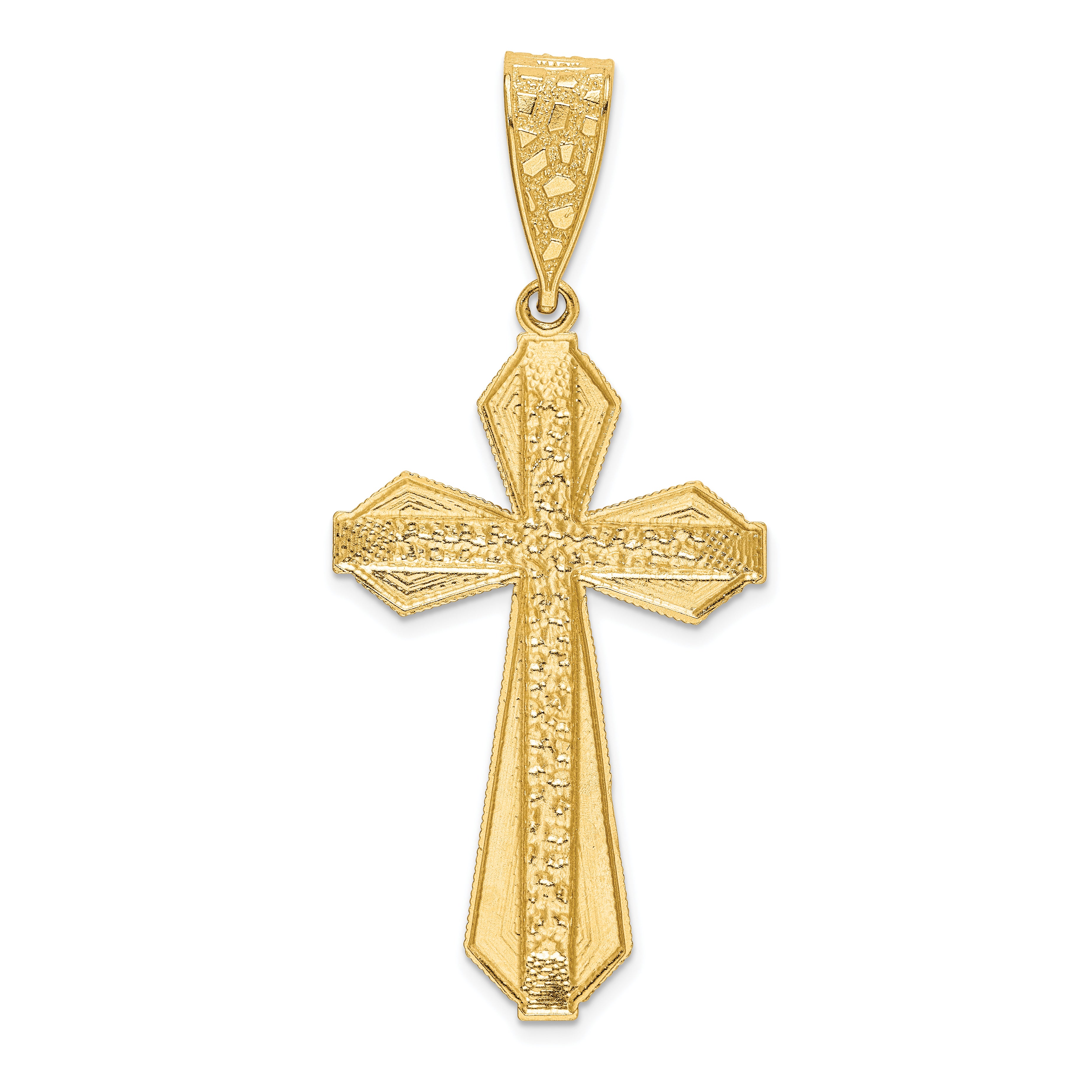 14K Gold Diamond-Cut Cross Pendant with Polished Finish Elegant Design