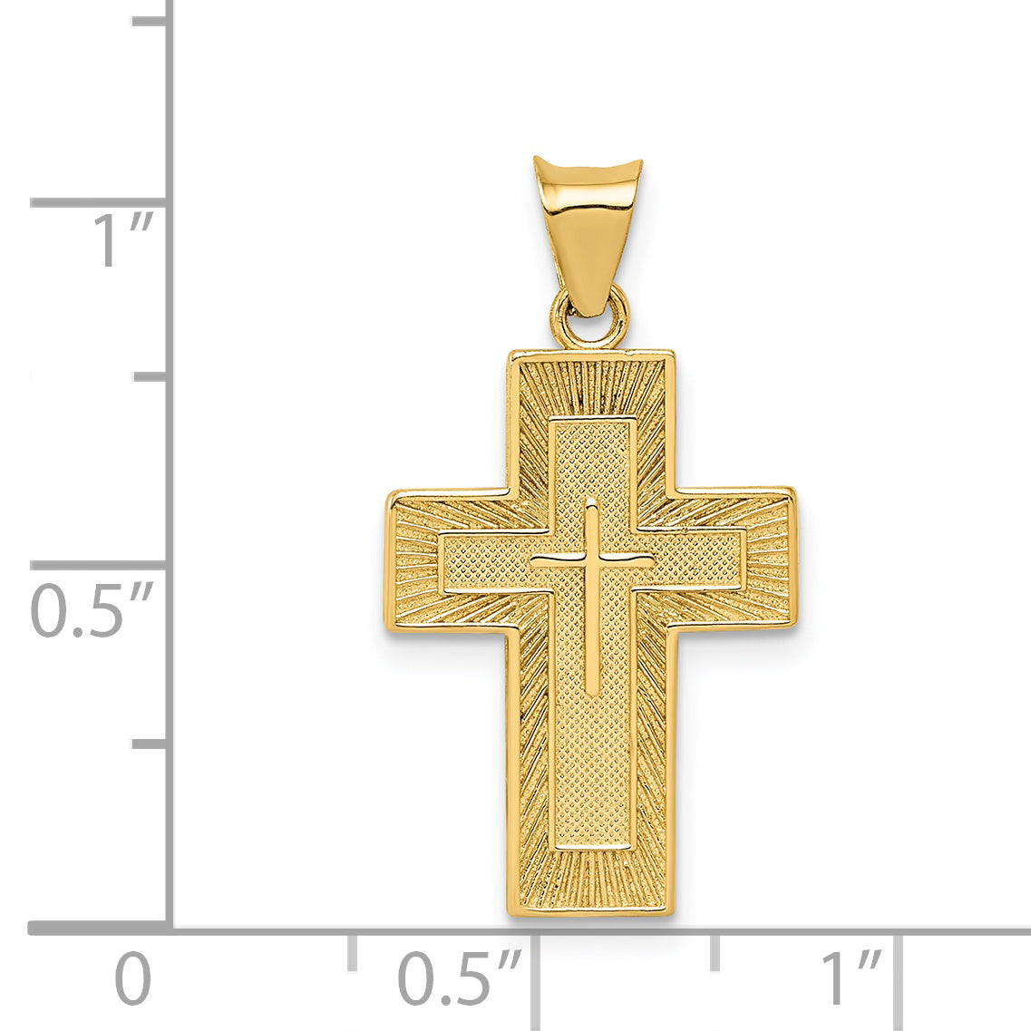 14K Gold Reversible Spanish Lord's Prayer Cross Pendant with Textured Design