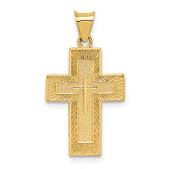 14k Textured Reversible Lord's Prayer in Spanish Cross Pendant