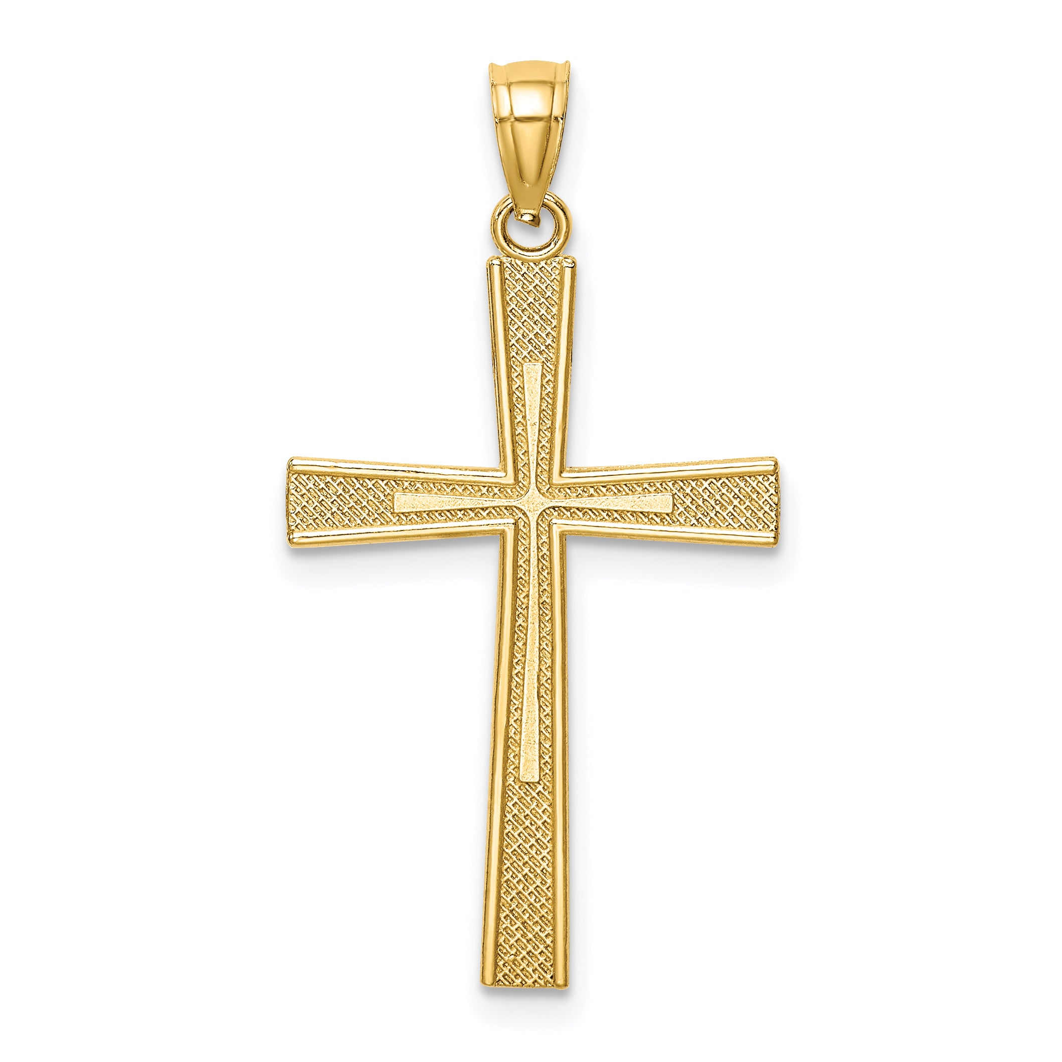 14K Gold Reversible Satin Diamond-Cut Cross Pendant by Sophia Jewelers