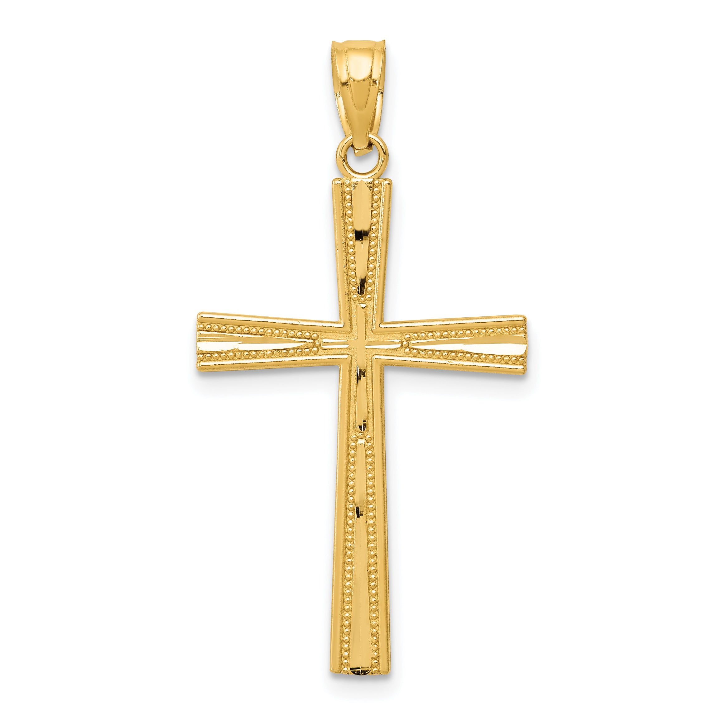 14k Reversible Satin/Diamond-cut Cross Pendant