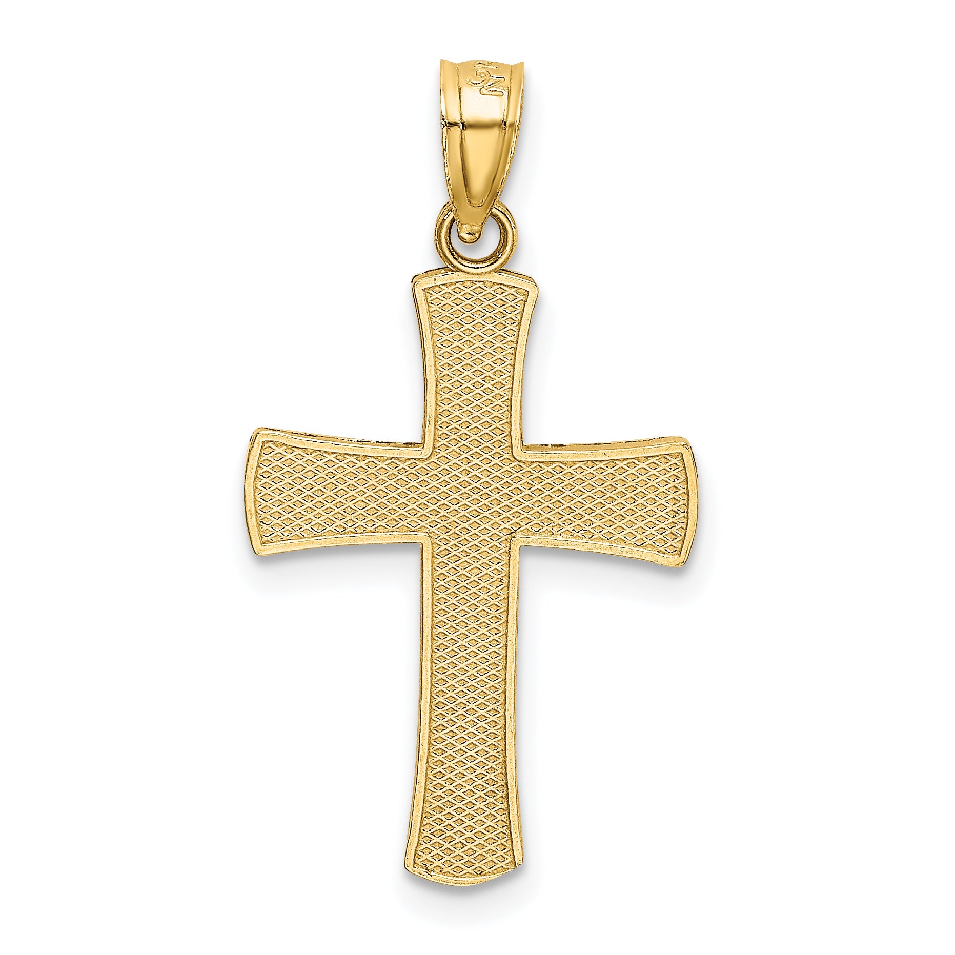 14K Gold Diamond-Cut Latin Cross Pendant  Polished, Solid, Textured Finish