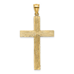 14K Gold Polished Diamond-Cut Latin Cross Pendant  Elegant Textured Design