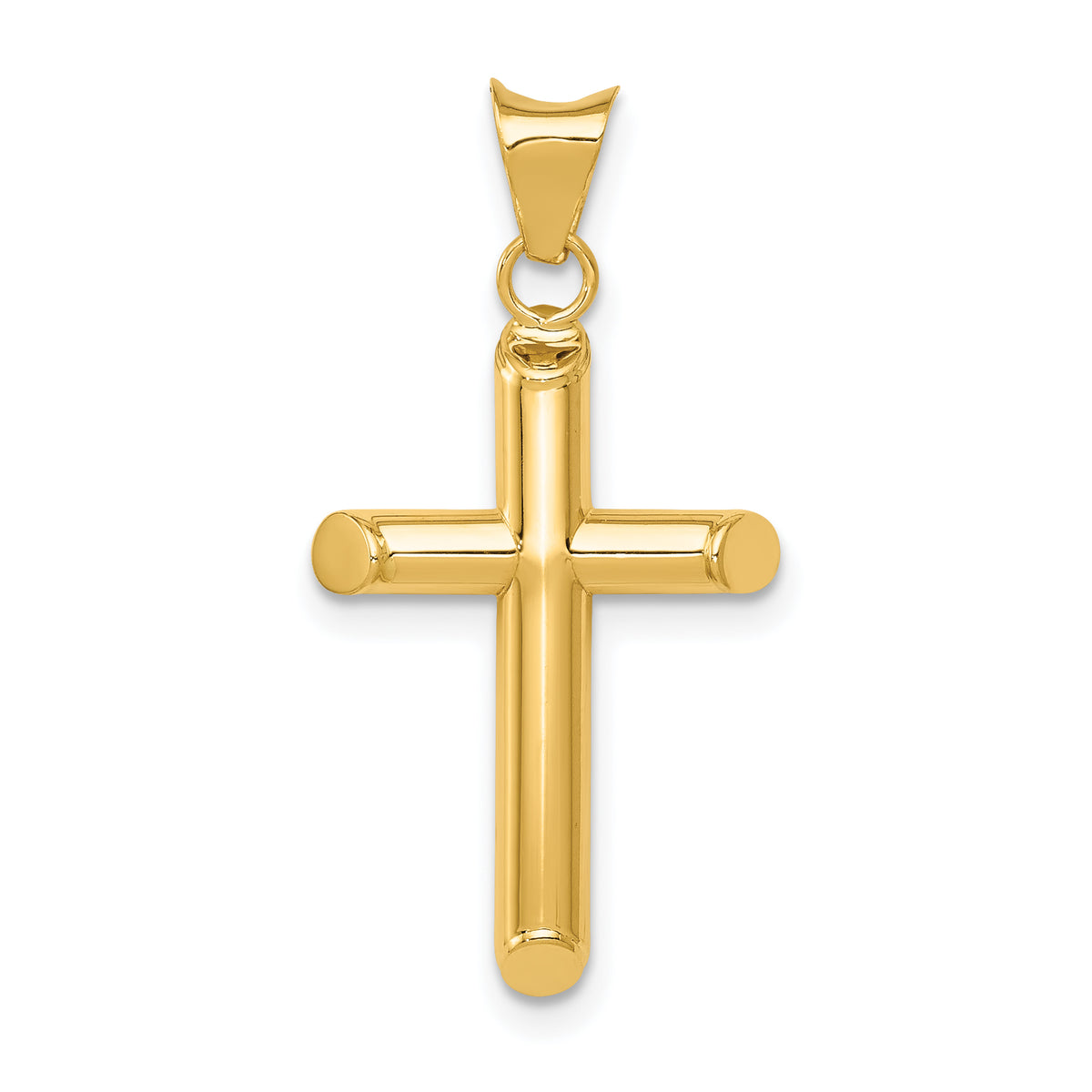 14k Polished Tube Cross Pendant