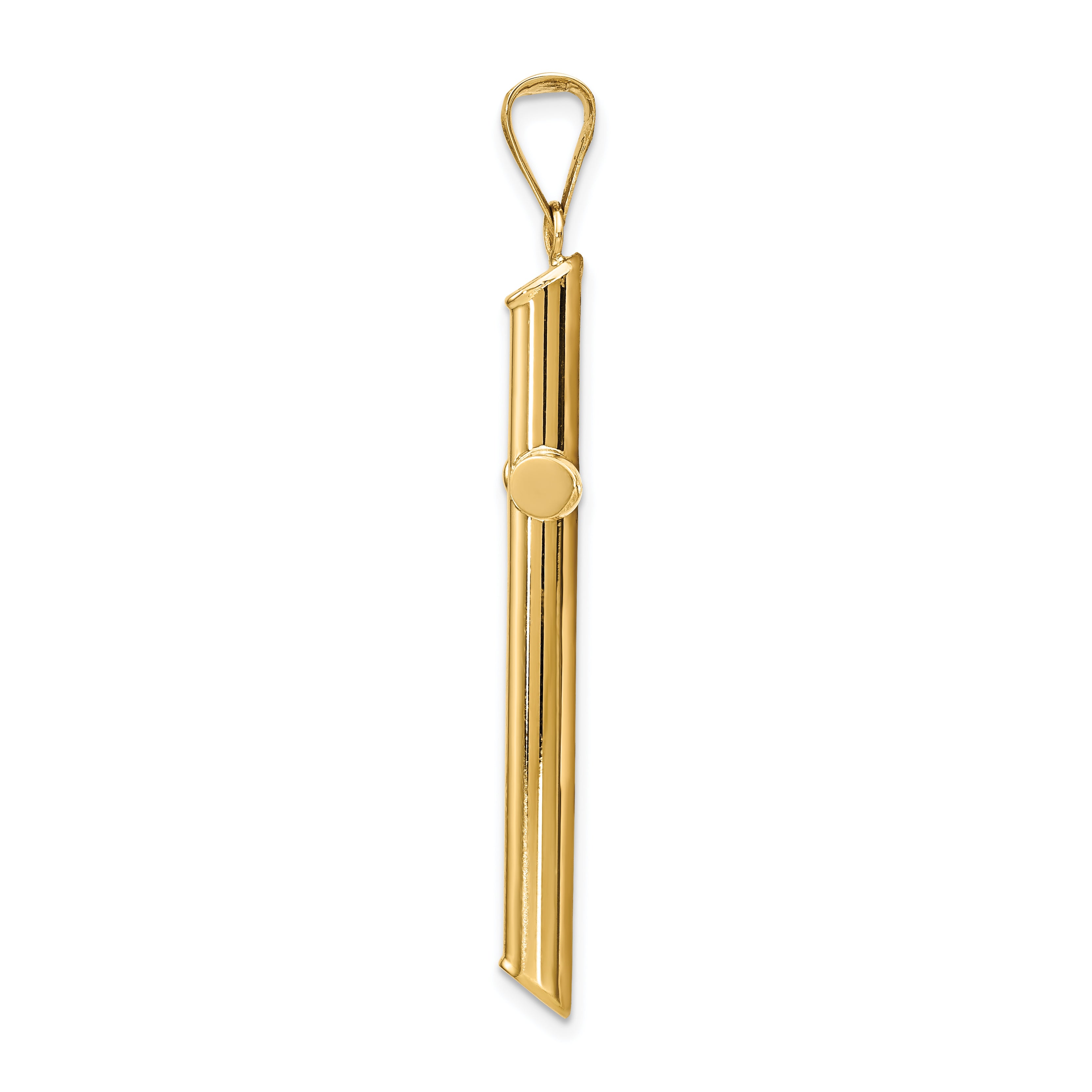 14K Gold Polished 3D Tube Cross Pendant by Sophia Jewelers