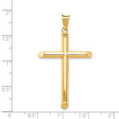 14K Gold Polished 3D Tube Cross Pendant by Sophia Jewelers