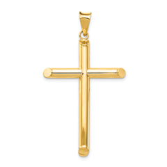 14k Polished Tube Cross Pendant