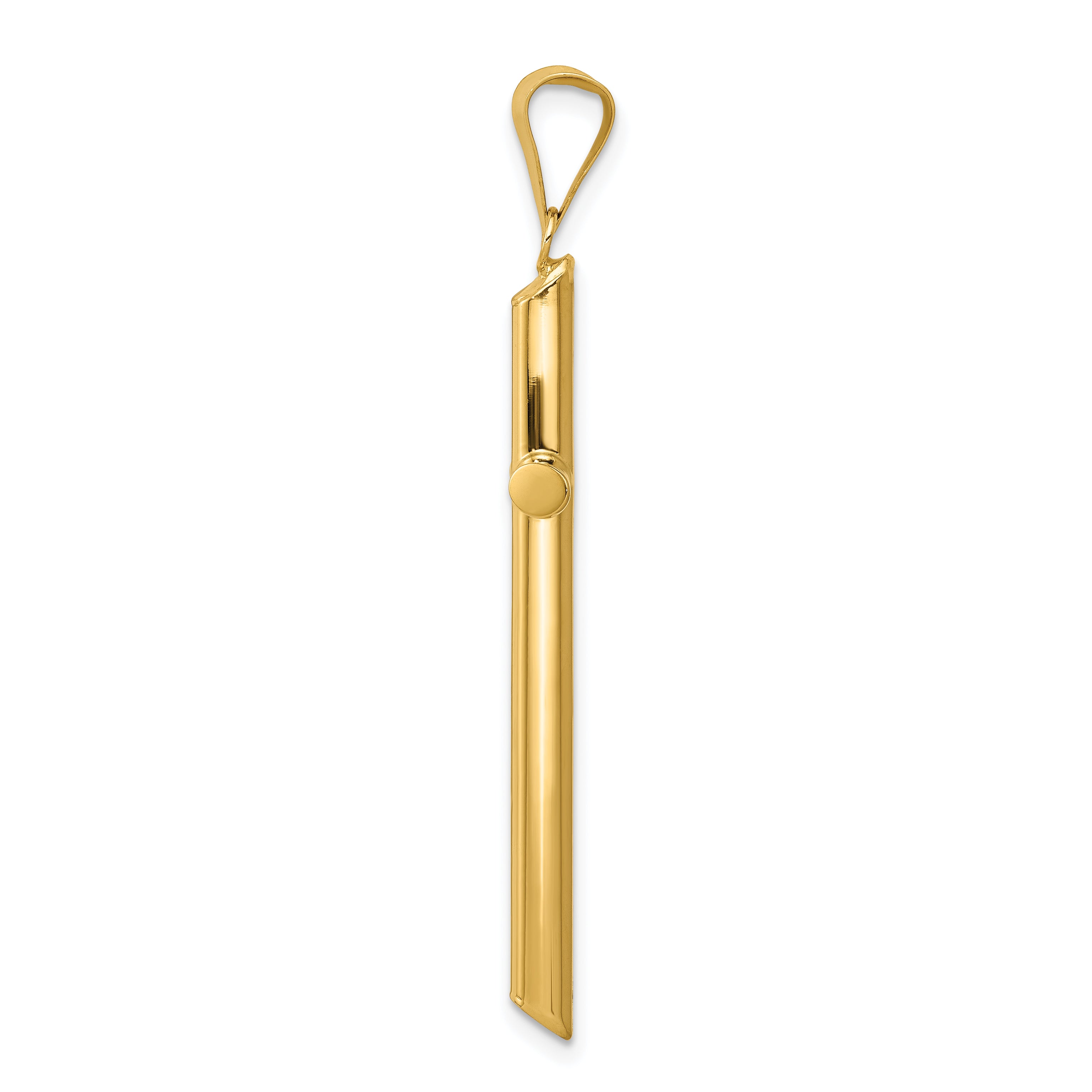 14K Gold Polished Cross Pendant with 3D Tube Design