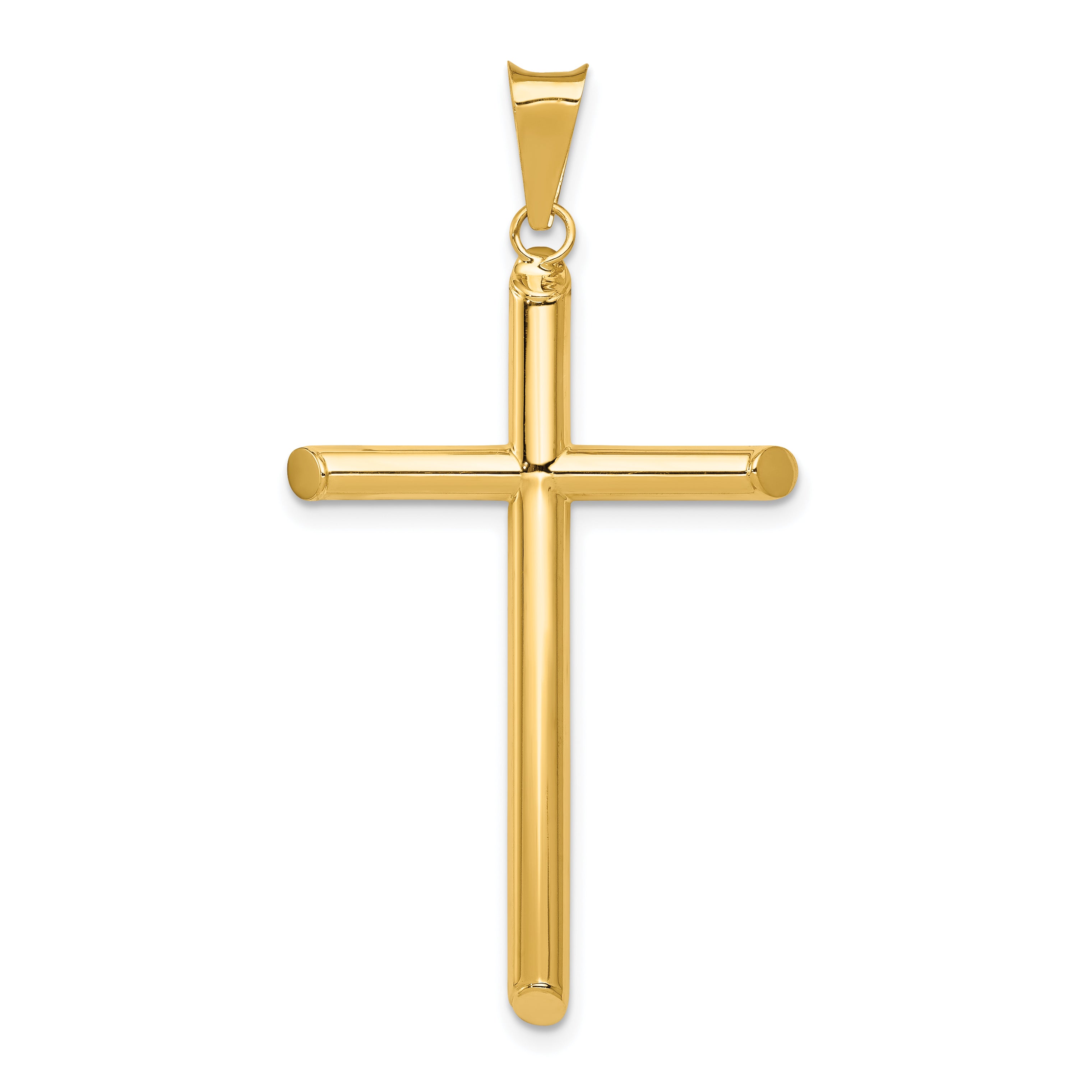 14k Polished Tube Cross Pendant