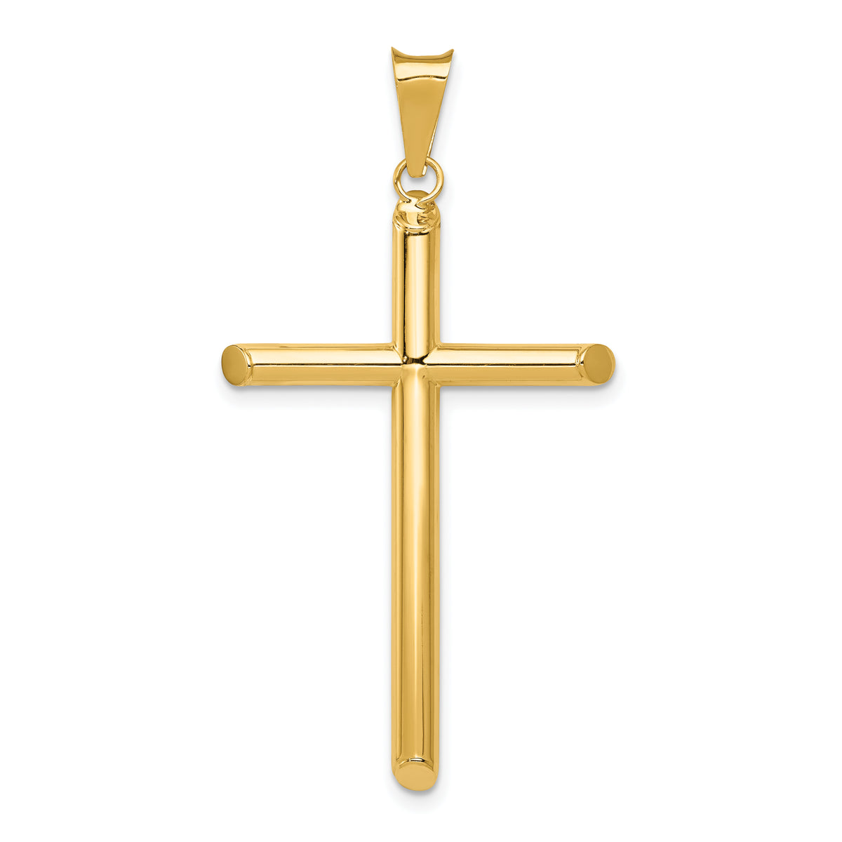 14k Polished Tube Cross Pendant