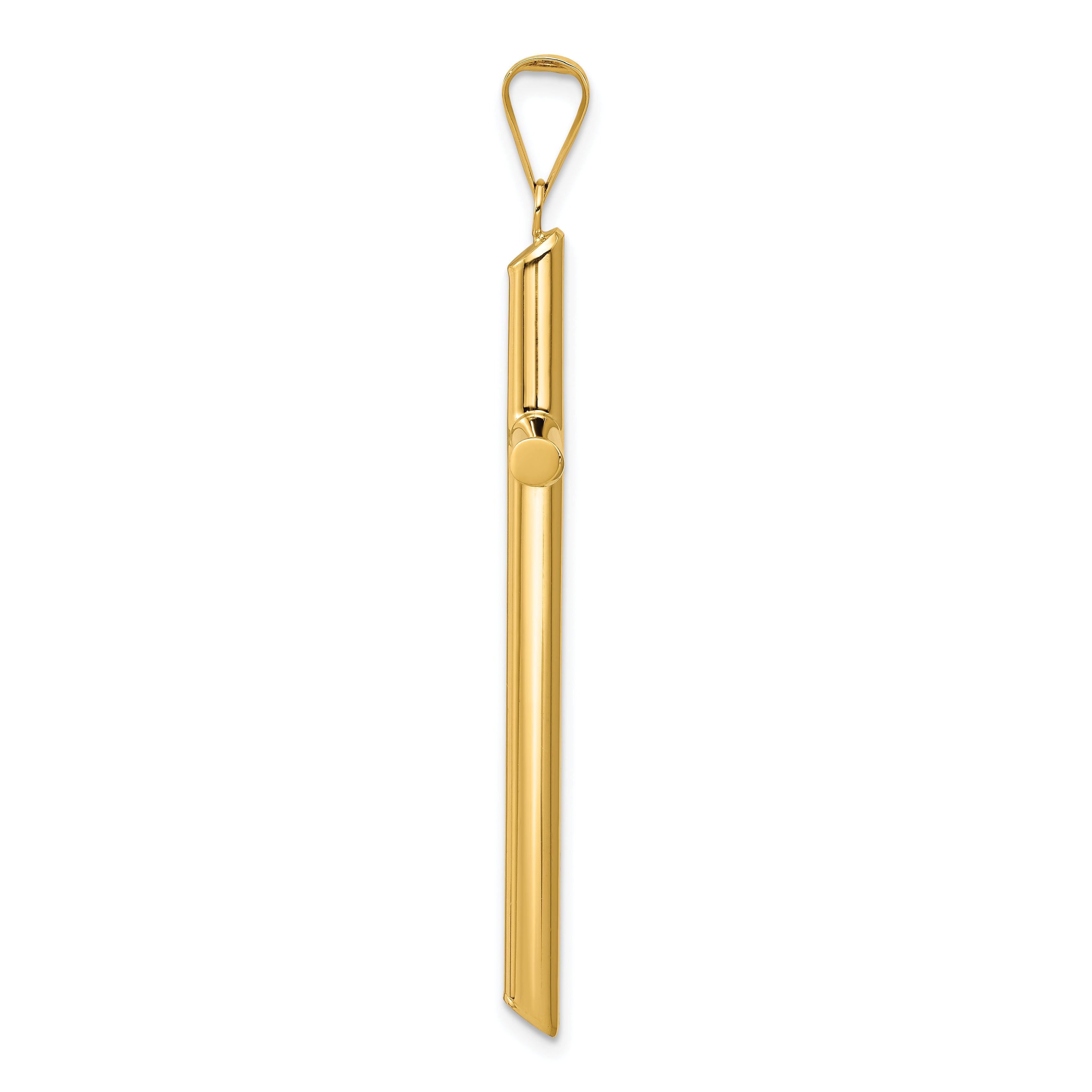 14K Gold Polished 3D Tube Cross Pendant by Sophia Jewelers