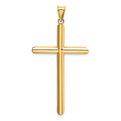 14K Gold Polished 3D Tube Cross Pendant by Sophia Jewelers