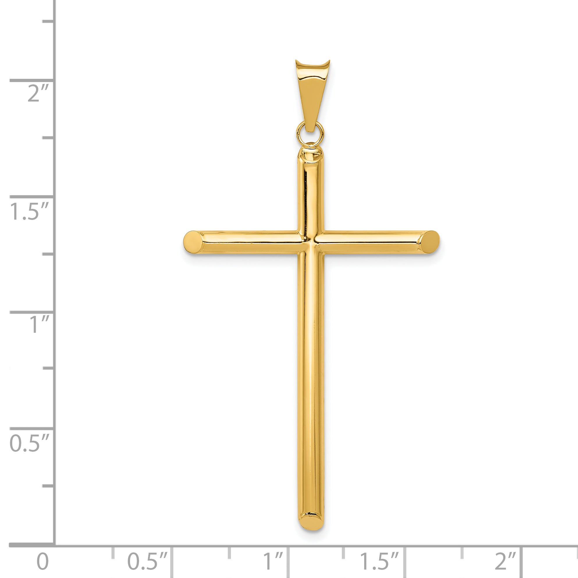 14K Gold Polished 3D Tube Cross Pendant by Sophia Jewelers