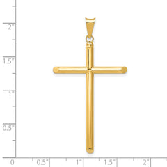 14K Gold Polished 3D Tube Cross Pendant by Sophia Jewelers