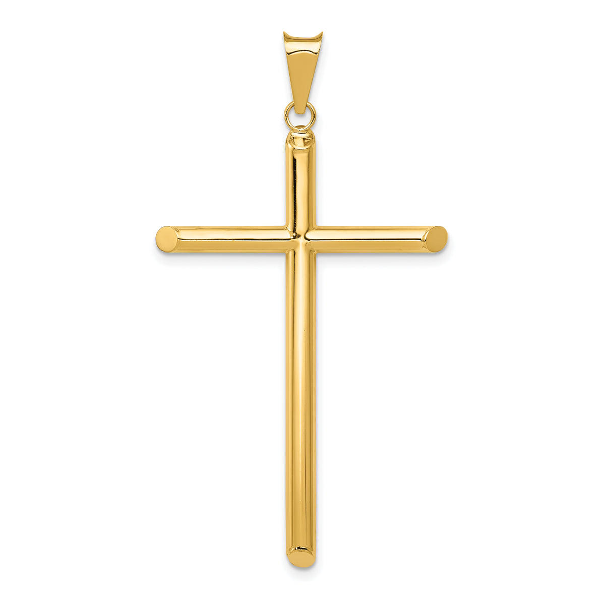 14k Polished Tube Cross Pendant