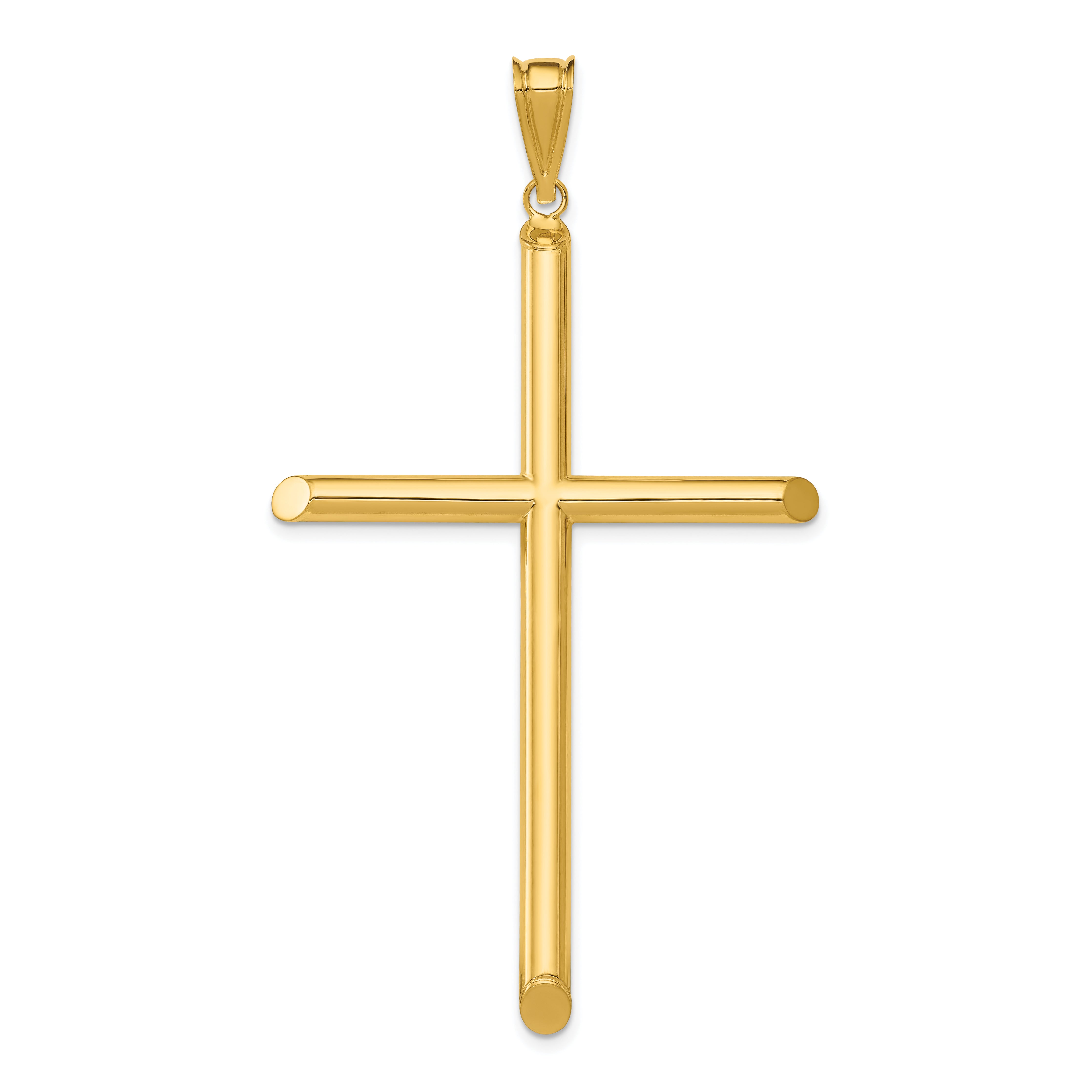 14k Polished Tube Cross Pendant