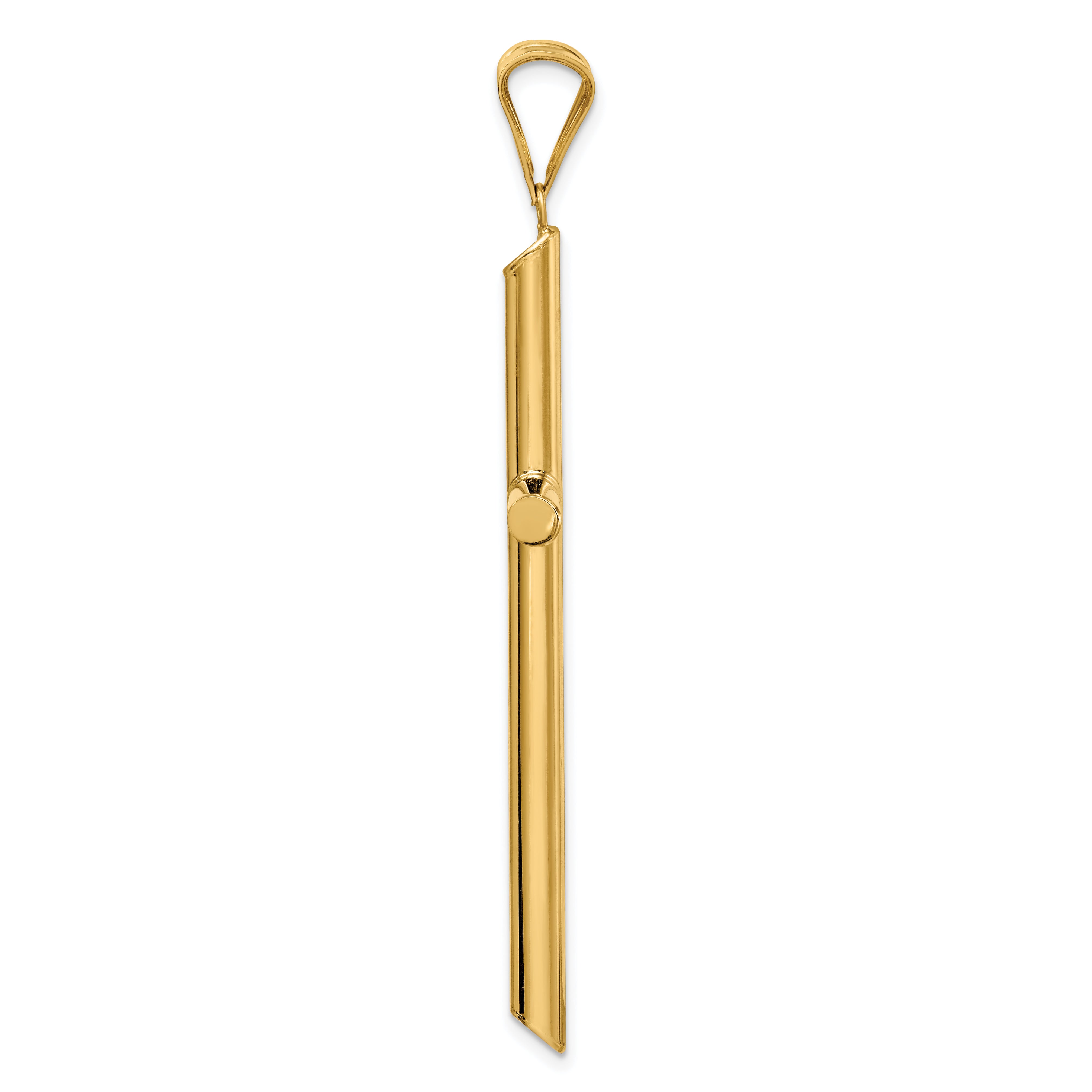 14K Gold Polished Tube Cross Pendant with 3D Design Elegant Finish