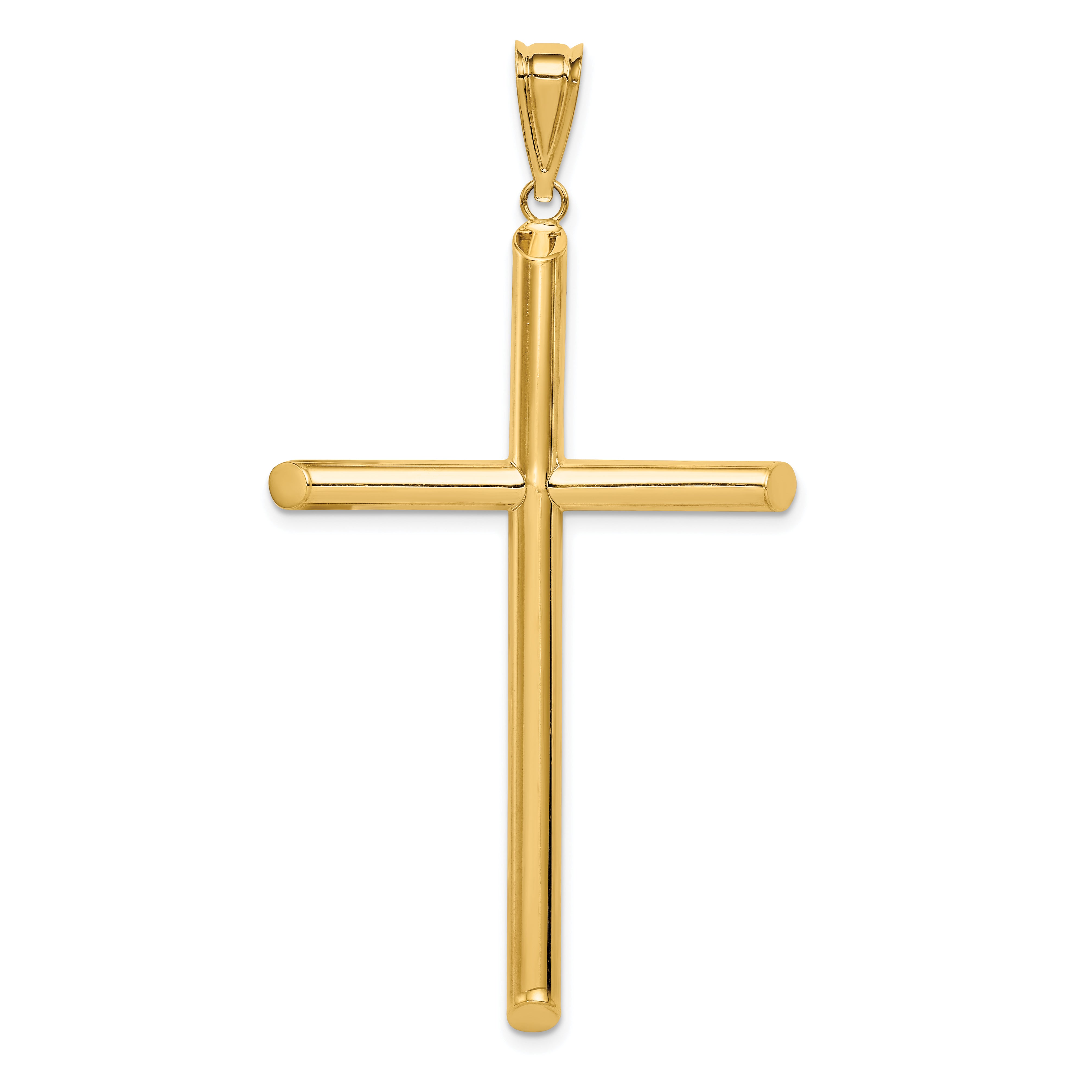 14k Polished Tube Cross Pendant