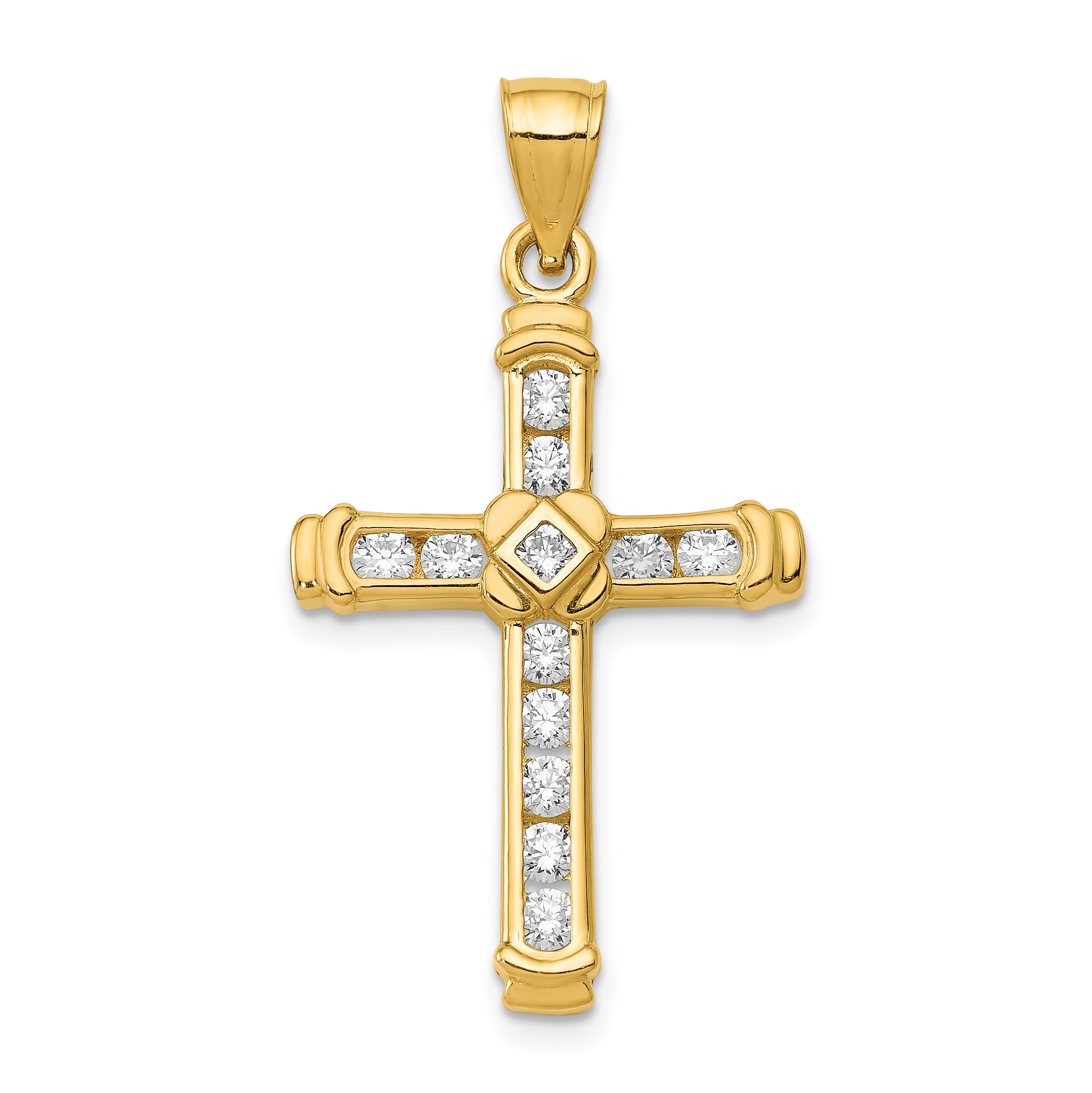 14k CZ Cross Pendant