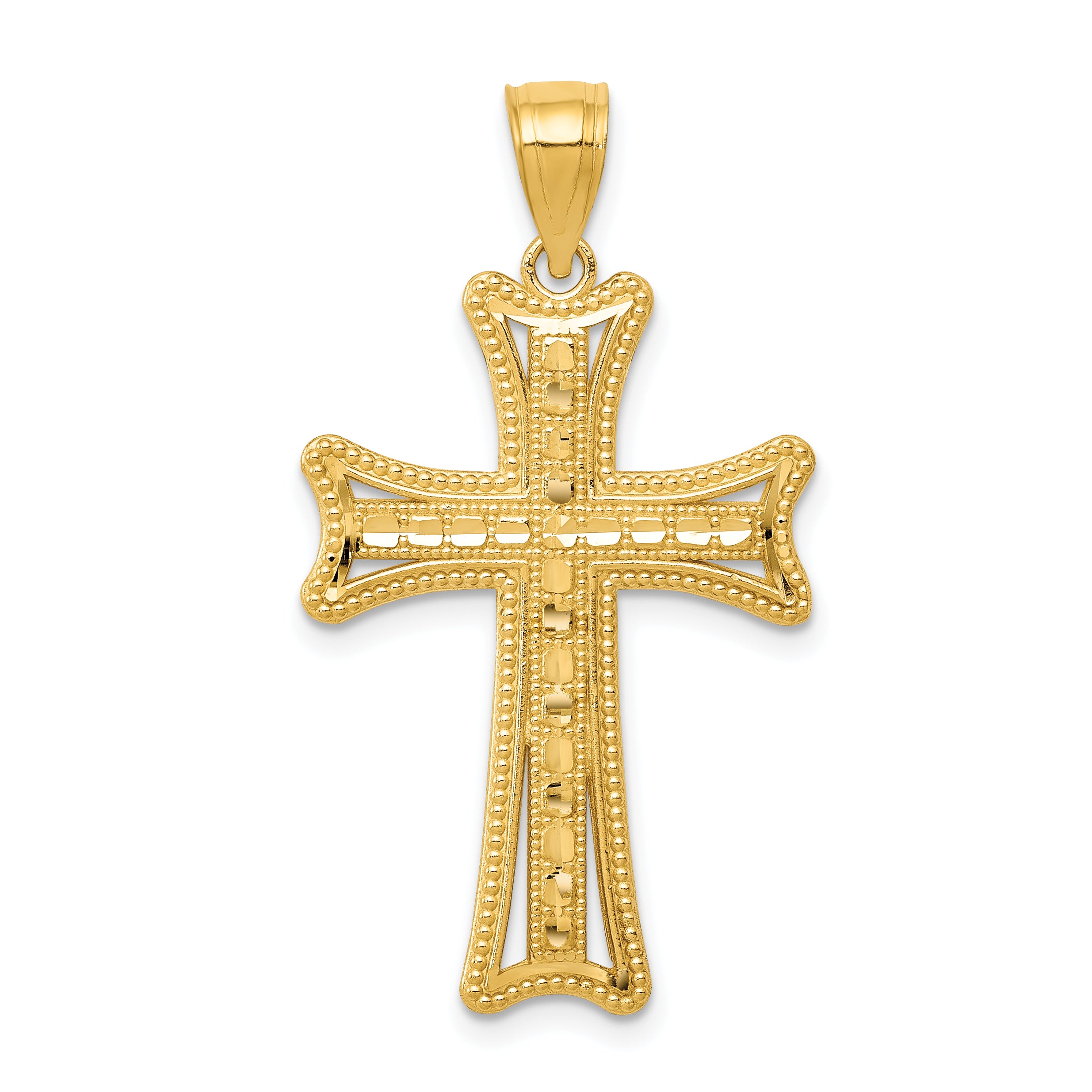 14k Diamond-cut Cross Pendant