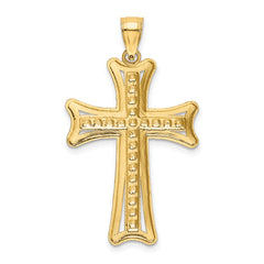 14K Gold Diamond-Cut Cross Pendant with Solid Cast Design