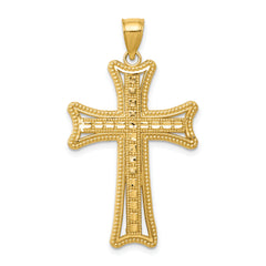 14k Diamond-cut Cross Pendant