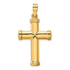 14K Gold Polished Cross Pendant with 3D Design  Elegant & Timeless