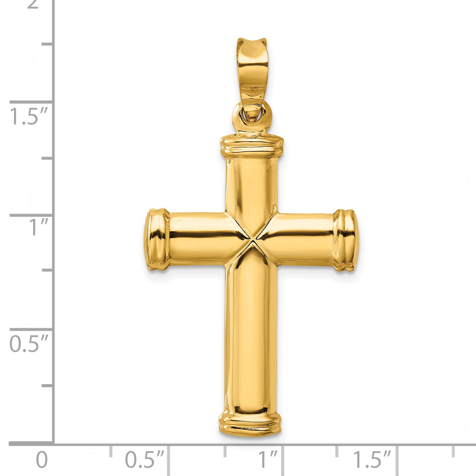 14K Gold Polished Cross Pendant with 3D Design  Elegant & Timeless