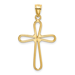 14K Gold Polished Rounded Cross Pendant with X-Center Elegant Design