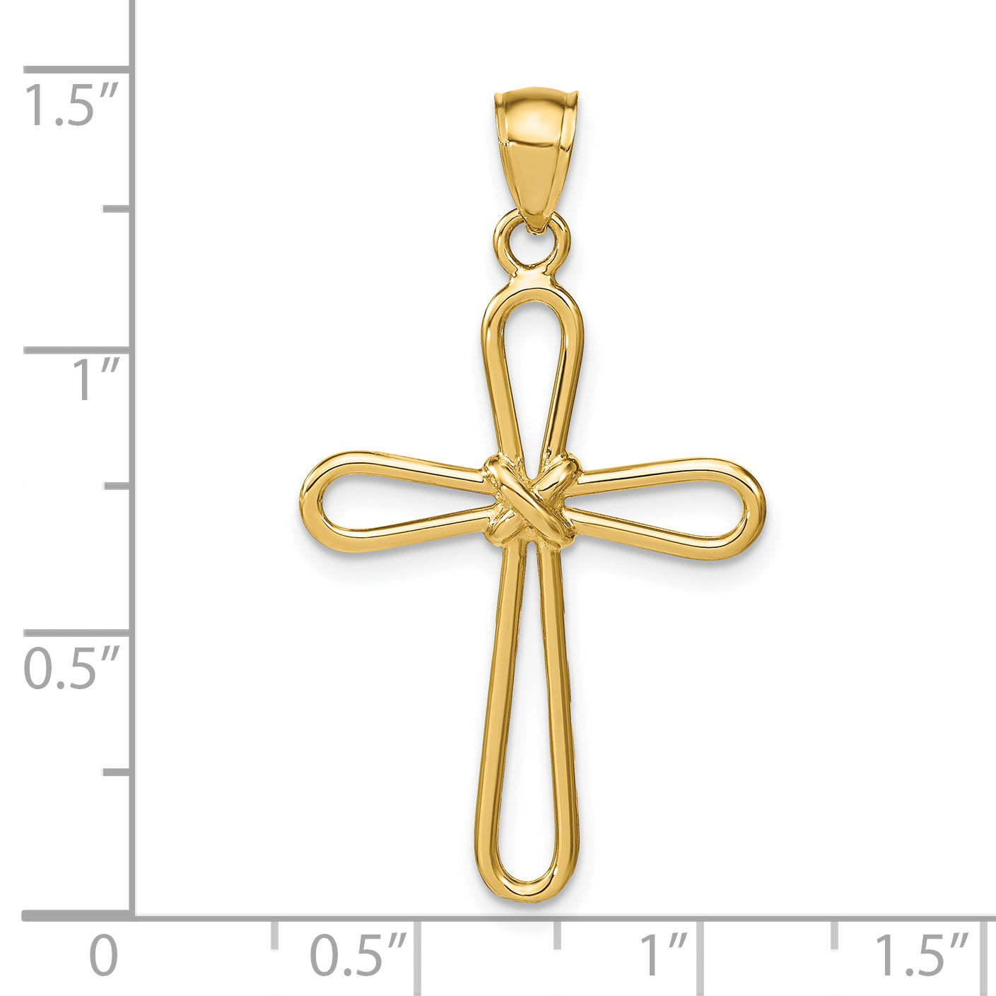 14K Gold Polished Rounded Cross Pendant with X-Center Elegant Design