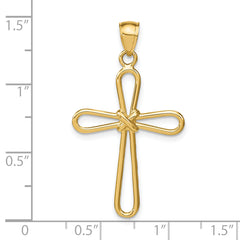 14K Gold Polished Rounded Cross Pendant with X-Center Elegant Design