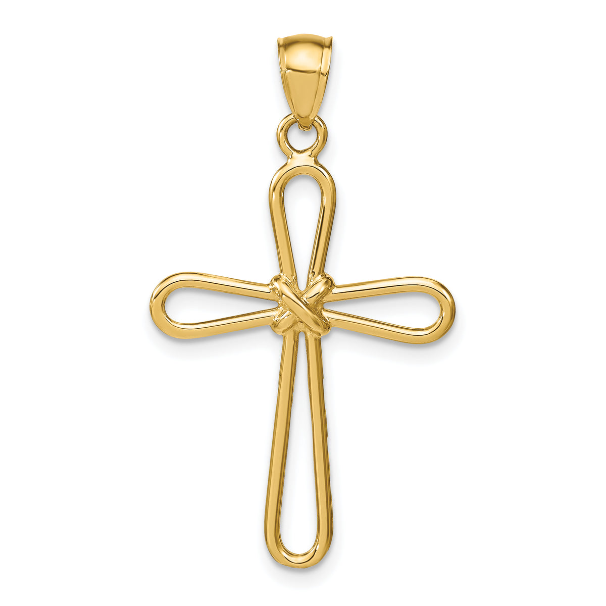 14k Polished Rounded Cross w/-X- Center Pendant