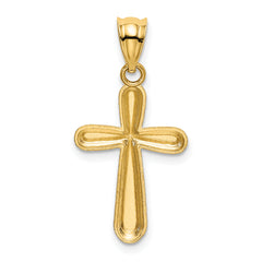 14K Gold Polished Cross Pendant with Solid Cast Design