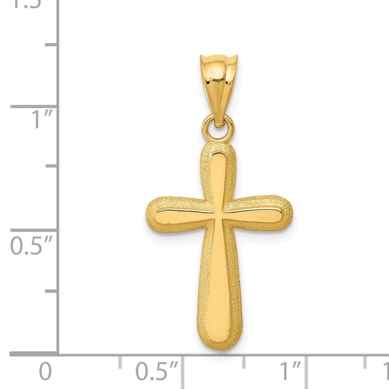 14K Gold Polished Cross Pendant with Solid Cast Design