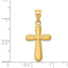 14K Gold Polished Cross Pendant with Solid Cast Design