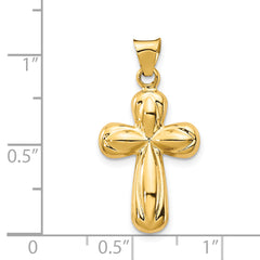 14K Gold Polished Reversible Cross Pendant with 3D Design