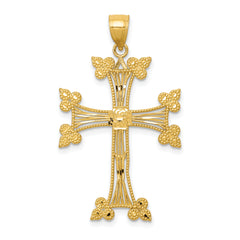 14k Diamond-cut Fancy Cross Pendant