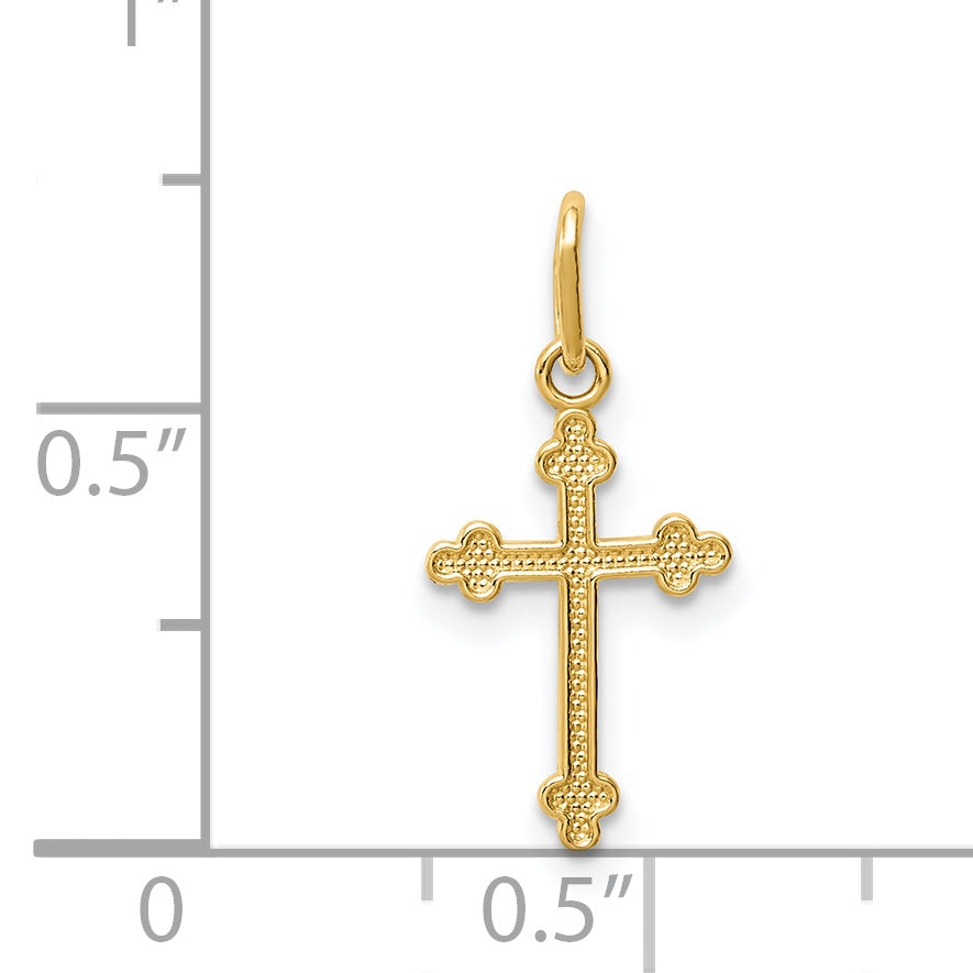 14k Polished Small Budded Cross Charm