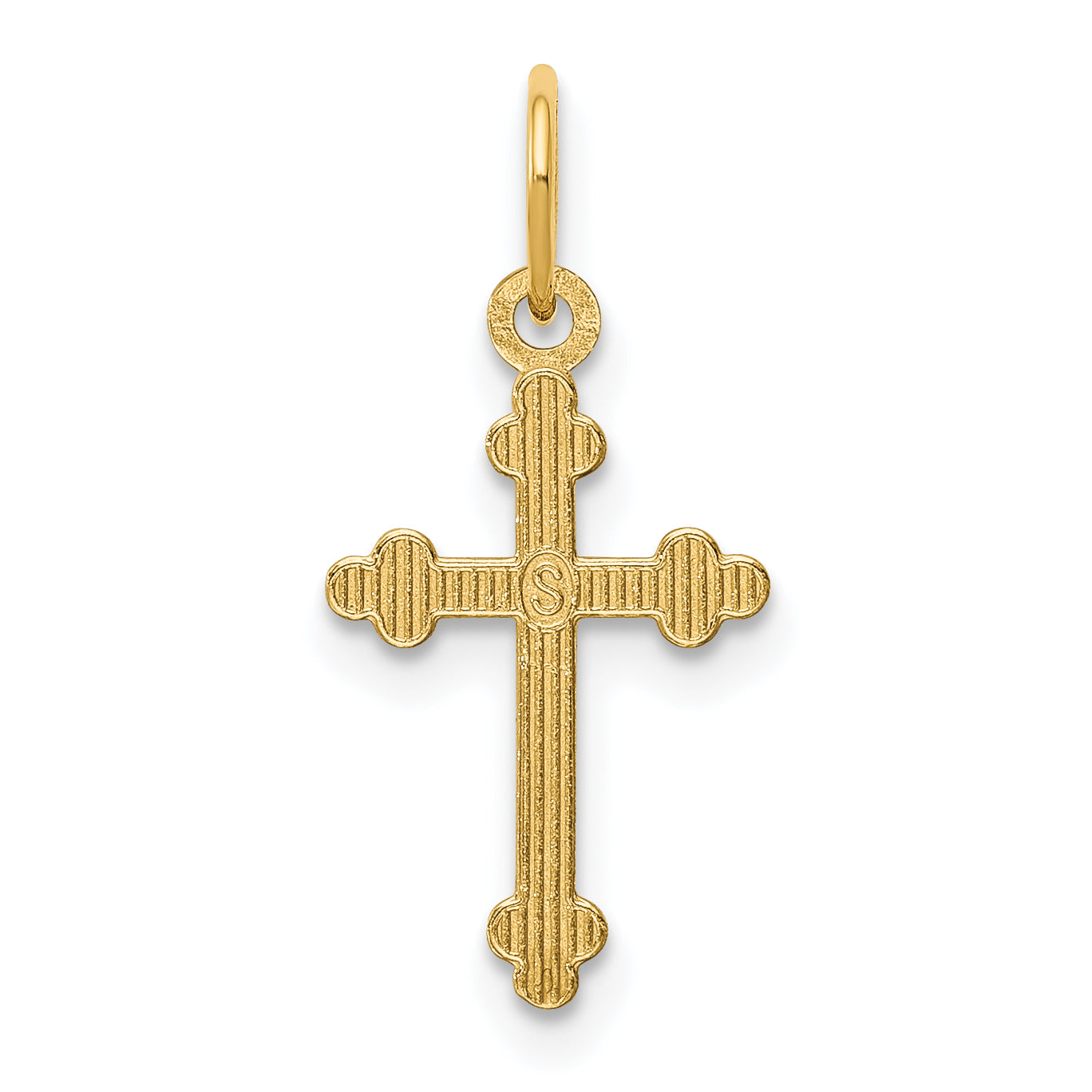 14k Small D/C Budded Cross Pendant