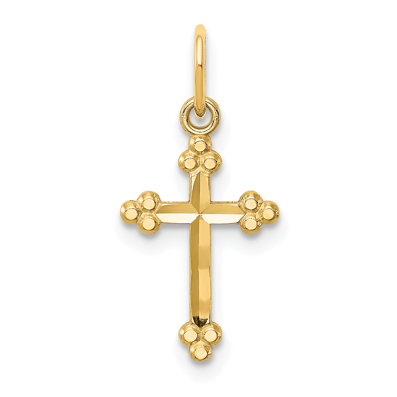 14k Small D/C Budded Cross Pendant