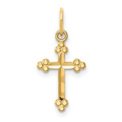 14k Small D/C Budded Cross Pendant