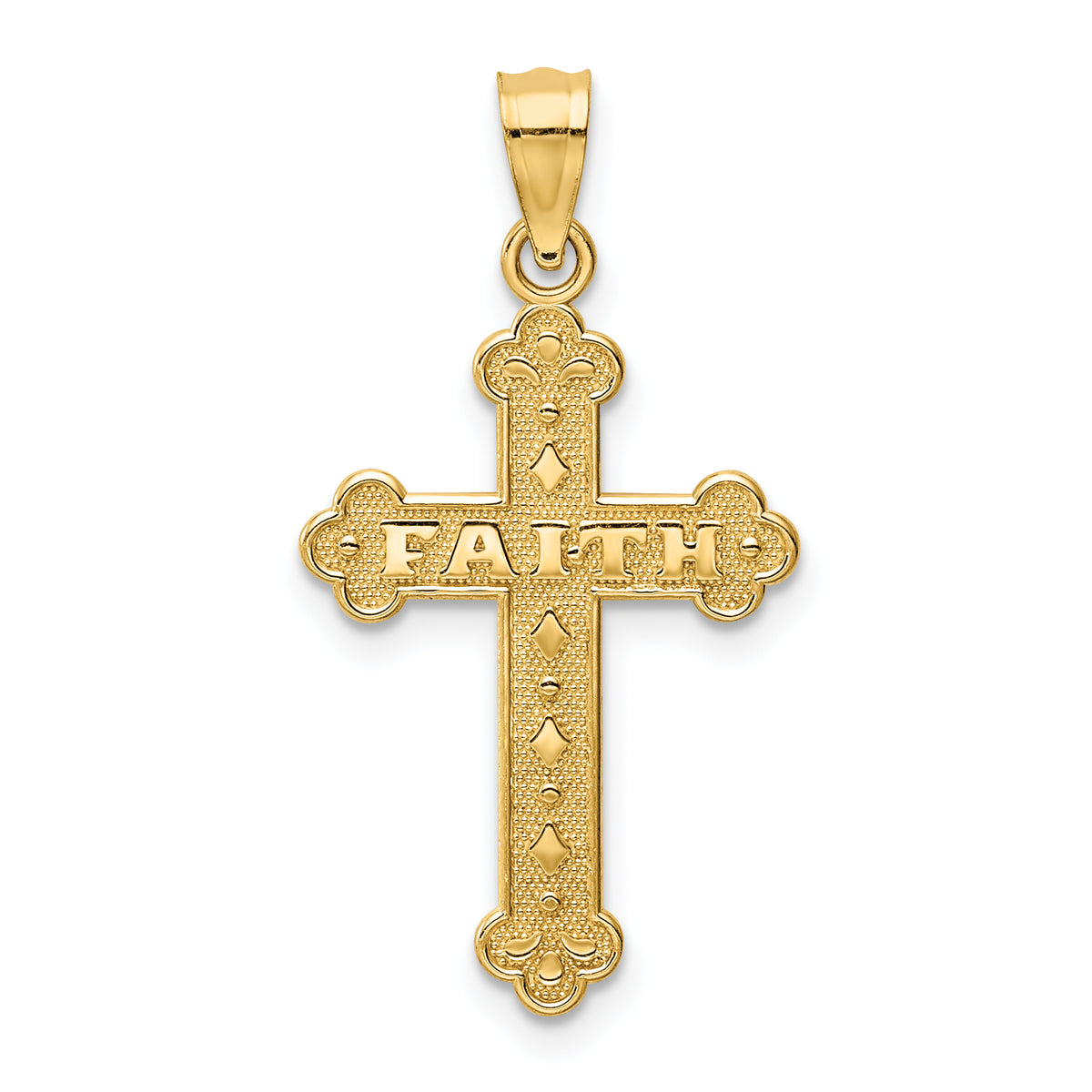 14K Satin and Polished Faith Cross Pendant