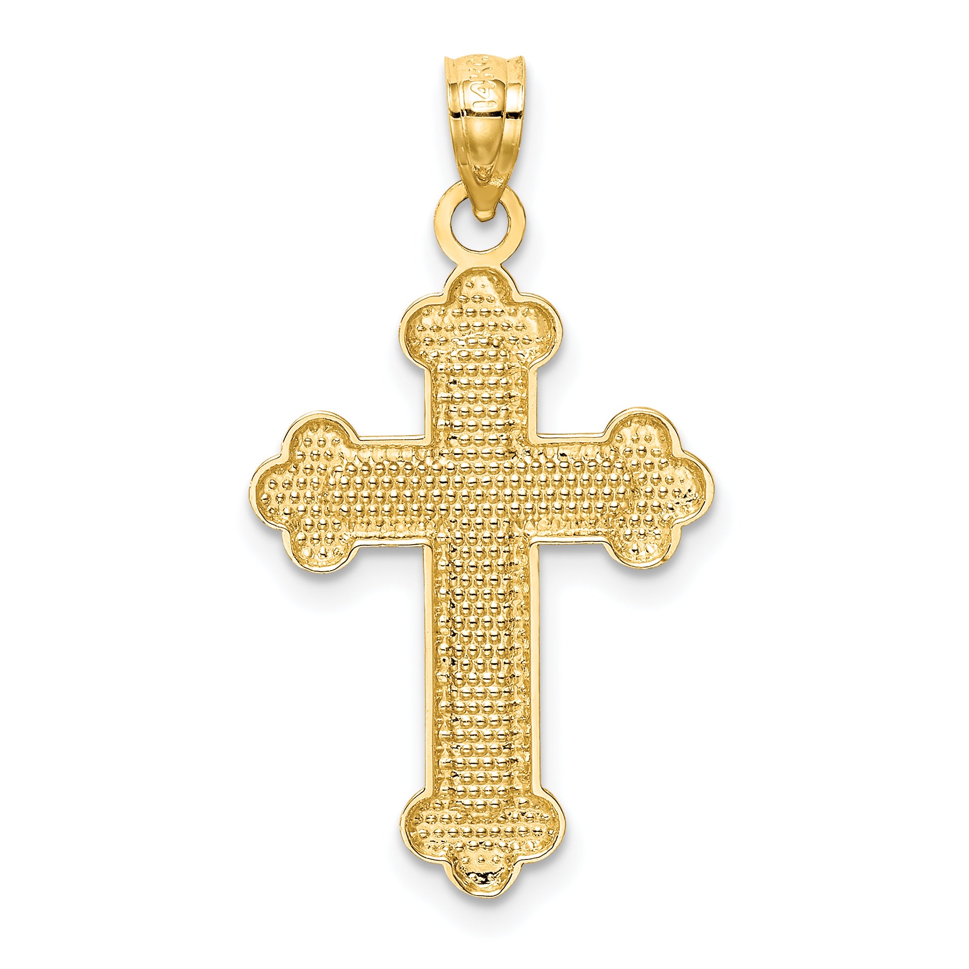 14K Satin and Polished Budded Cross Pendant