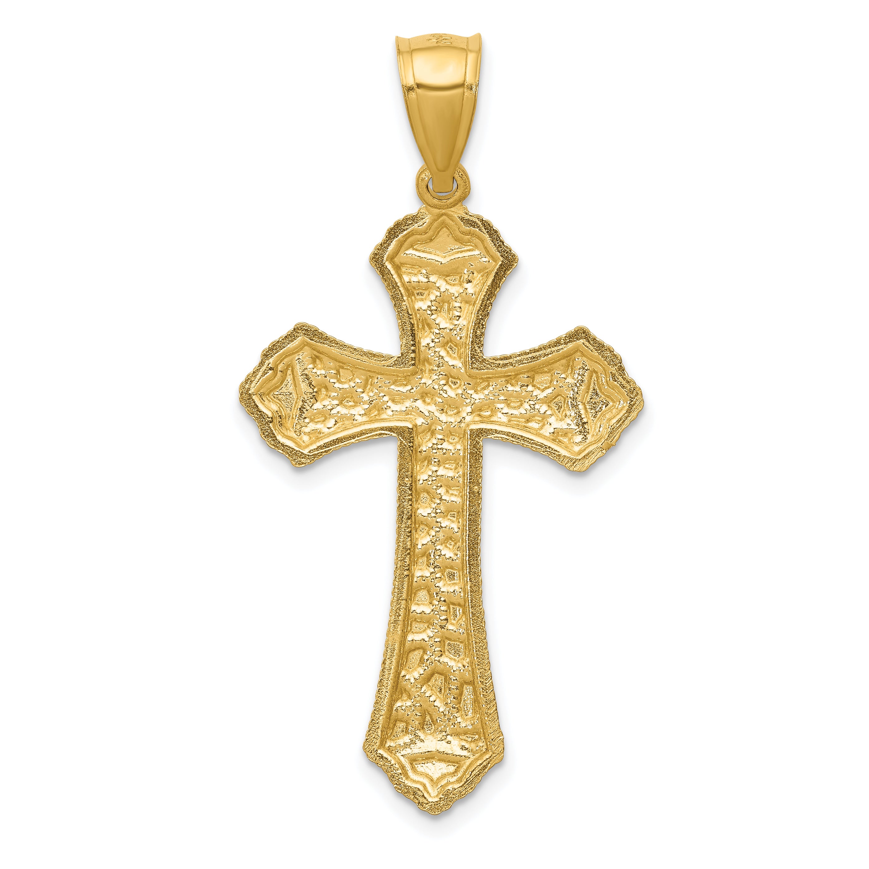 14k Diamond-cut Budded Cross Pendant