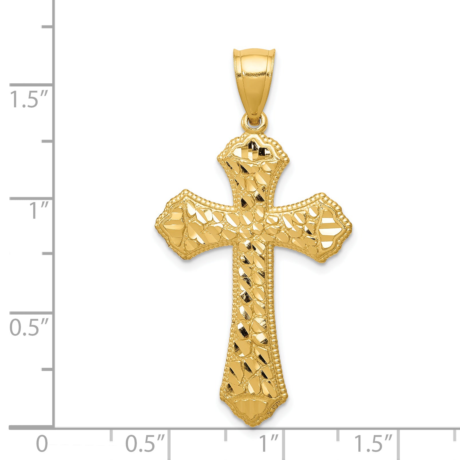 14k Diamond-cut Budded Cross Pendant