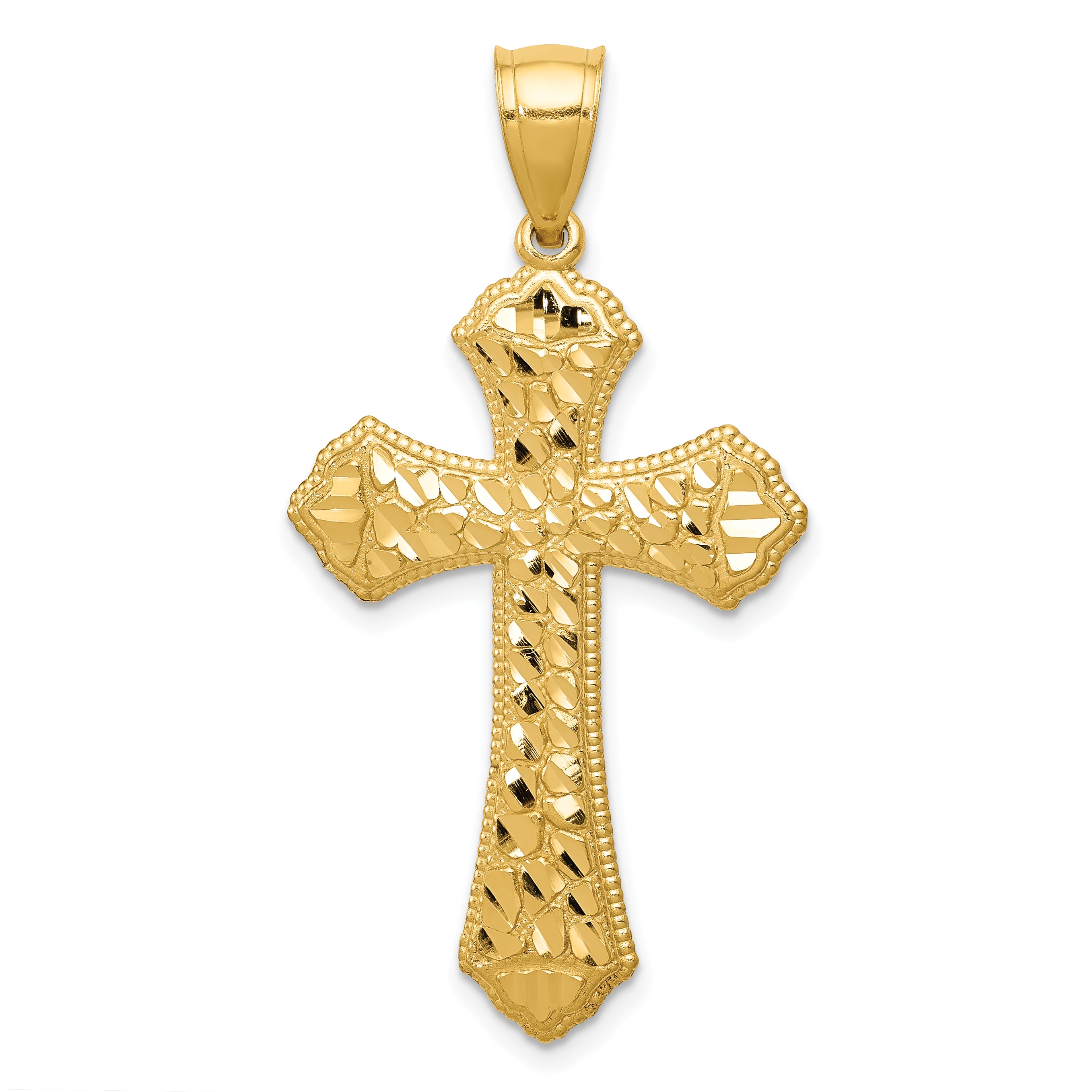 14k Diamond-cut Budded Cross Pendant