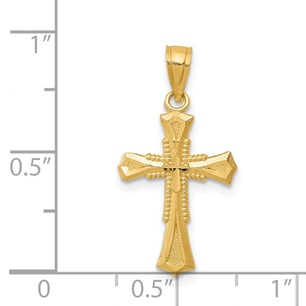 14k Diamond-cut Cross Pendant