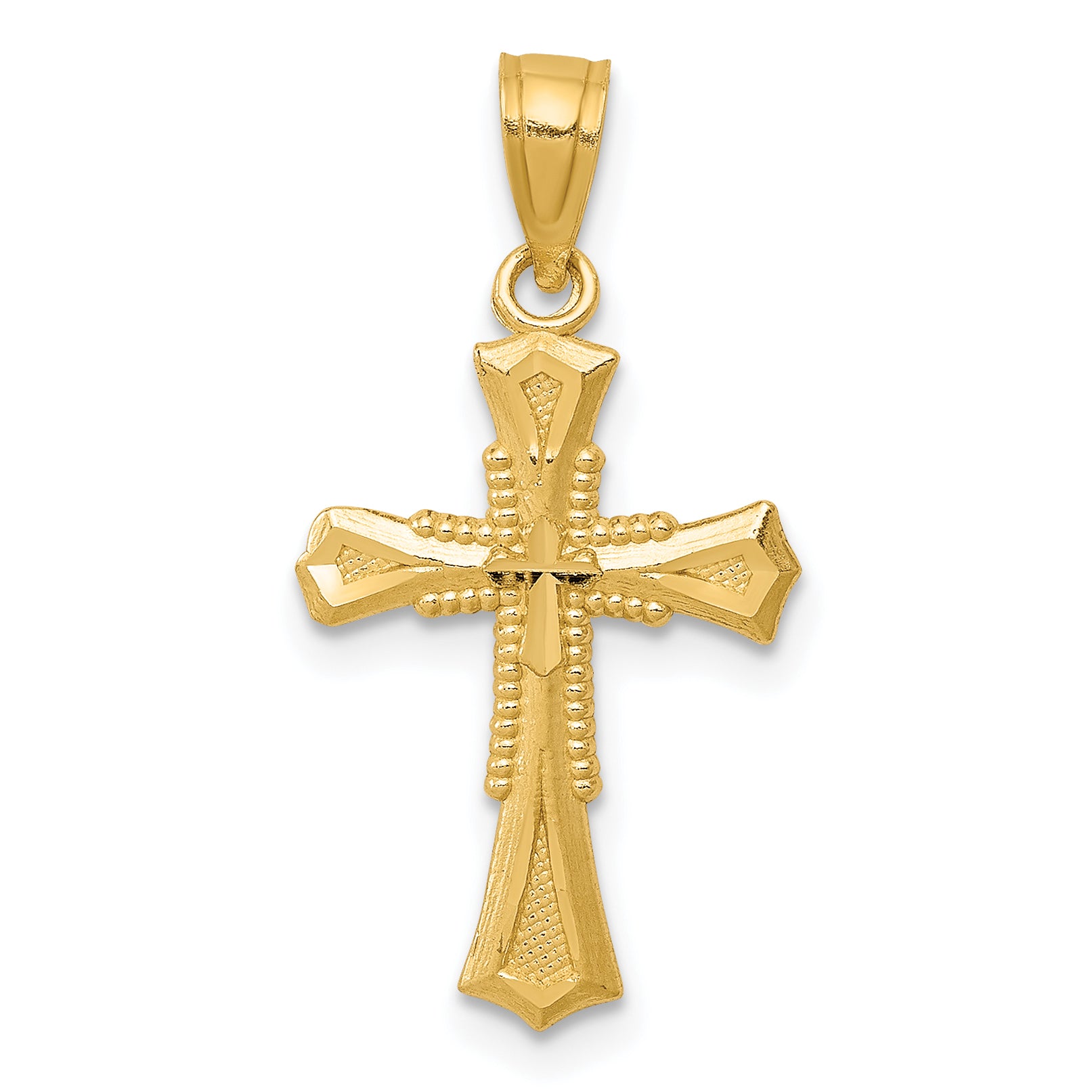 14k Diamond-cut Cross Pendant